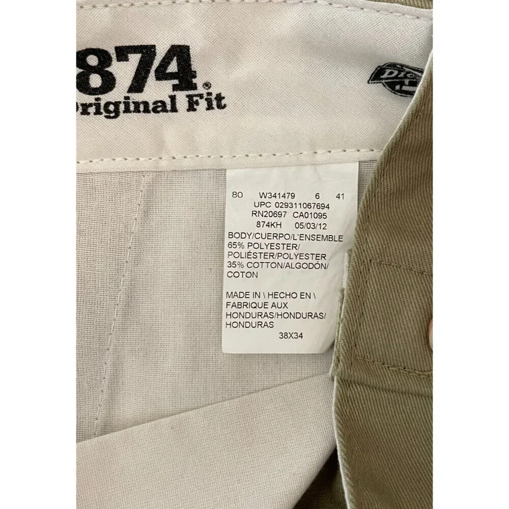Dickies Men's Original Fit 38x34 Khaki Pants